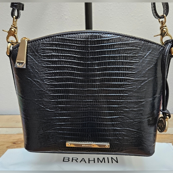 Brahmin Mini Duxbury Leather Adjustable Crossbody Black - Picture 3 of 10